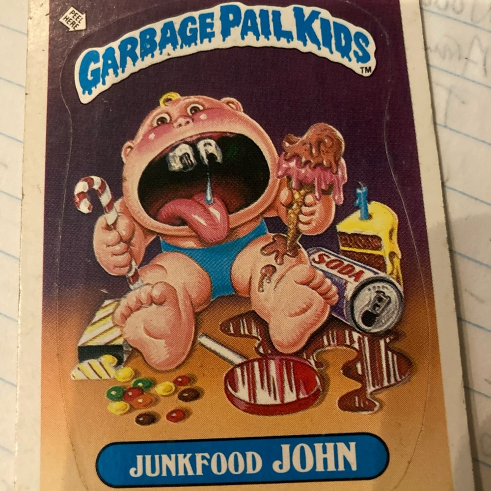 1985 Garbage Pail Kids Card # 2a Junkfood John